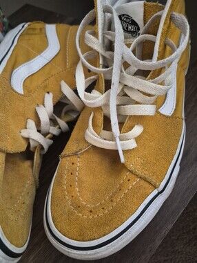 Vans Mustard Yellow Suede High-Top Sneakers with White Stripe